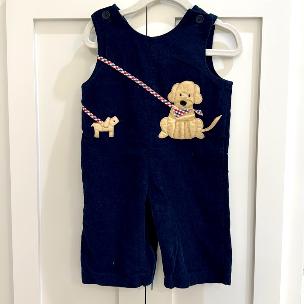 Funtasia! Too Navy Corduroy Longall with Dog Appliqué 9M